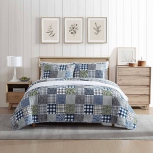 Eddie Bauer Cozy Plaid Patchwork Quilt Set Blue - 1 of 4