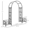 6.7' Steel Garden Arch Arbor with Scrollwork Hearts, Planter Boxes for Climbing Vines, Ceremony, Weddings, Party, Lawn - 3 of 4