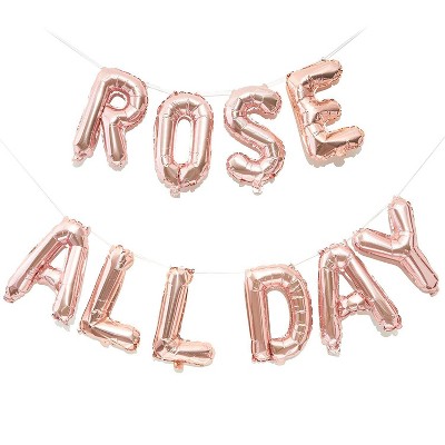 Sparkle and Bash "Rose All Day" Rose Gold Foil Letter Balloons 16" Baby Shower Party Decorations