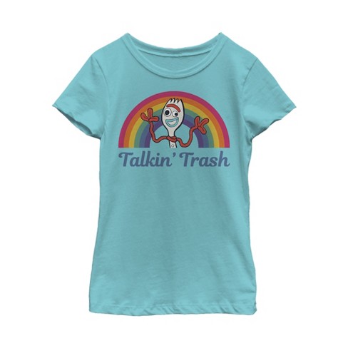 Girl's Toy Story Forky Talkin' Trash Rainbow T-shirt - Tahiti Blue ...