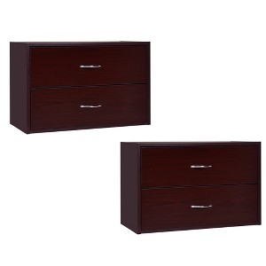 Costway 2 PCS 2-Drawer Dresser Horiztonal Organizer Wood End Table Nightstand - 1 of 4