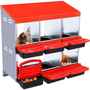 COZONY 6/8-Hole Poultry Nesting Box with Bracket & Egg Tray, Ventilation Design for Coops - 1 of 4