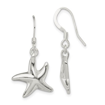 Black Bow Jewelry 15mm Polished Starfish Dangle Earrings in Sterling Silver