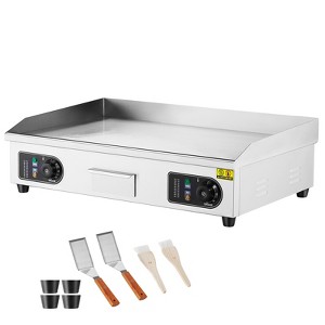 VEVOR Commercial Electric Griddle, 2800W Countertop Flat Top Grill, 122℉-572 ℉ Adjustable Temp, 28.74x15.75x0.39in Stainless Steel Griddle Grill - 1 of 4