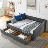 Lyngins Daybed,Upholstered Button Tufted Sofa Bed with 2 Drawers,Waved Shape Arms with Copper Nail,Bed Frame for Bedroom,Living Room - 2 of 4