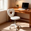 TopComfy Accent Chairs Office Task Chair Heart Chair with Swivel Wheels Comfortable Seating Comfortable Chair for Office, White, 22"*17.7"*34.6" - 2 of 4