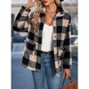 Coolmee Fuzzy Fleece Jackets for Women Casual Button Down Jacket Warm Plaid Shacket Fall Winter Coats Outwear - 4 of 4