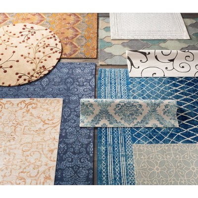 Gray and Cream Rectangular Stain-Resistant Area Rug