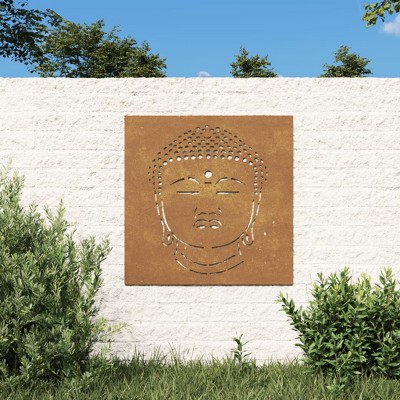 vidaXL Patio Wall Decoration 21.7 in.x21.7 in. Corten Steel Buddha Head Design