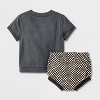 Baby Halloween Checkered Milk Monster T-Shirt & Bloomer Set - Cat & Jack™ Black - 2 of 4