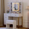 Makeup Vanity with LED Mirror & Power Outlet, 3 Lighting Modes, Adjustable Brightness, Acrylic Tabletop, Drawers & Cabinets - 4 of 4