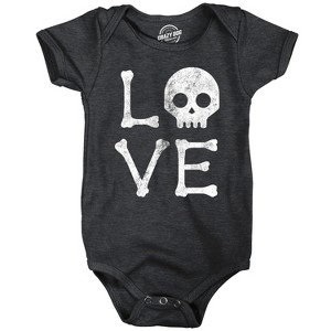 Love Skull Baby Bodysuit Funny Sarcastic Halloween Graphic Novelty Jumper For Infants - Crazy Dog Baby Bodysuit For Halloween Season - 1 of 4