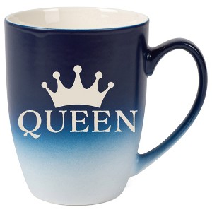100 North Crown Royalty 10 Ounce Navy Blue and White Two Toned Ombre, Comfortably Fits Your Hands, Ceramic Tea Coffee Cup Mug, Queen - 1 of 1