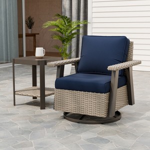 EAGLE PEAK Classic 2-Piece Patio Bistro Set with Swivel Rocker Chair and Side Table, 360° Swivel Wicker Outdoor Furniture - 1 of 4