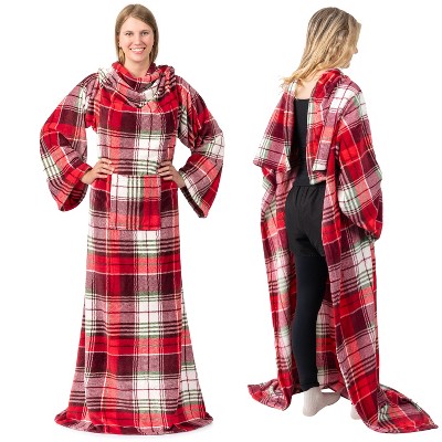 PAVILIA Fleece Wearable Blanket with Sleeves, Warm Cozy Soft Functional Lightweight Sleeved Throw Adults Men Women