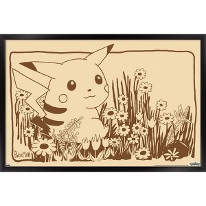 Trends International Pokémon - Pikachu Sepia Framed Wall Poster Prints - 1 of 4