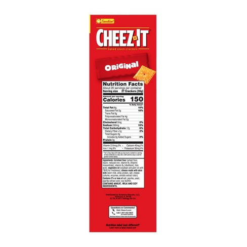 Cheez Its Nutrition Label - Pensandpieces