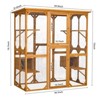 Wooden Catio Outdoor Cat Enclosure, 72" Wooden Cat House with 3 Jumping Platforms & 2 Napping Houses, Feral Cat Shelter for Multiple Cats - 3 of 4