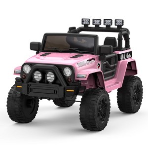 12V Kids Electric Ride-On Truck with One-Button Start, Remote Control, Dual Doors, LED Lights & Spring Suspension - 1 of 4