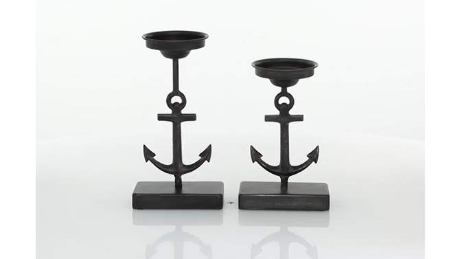 Set of 2 Metal Candle Holders with Ship Anchor Design - Olivia &#38; May, 2 of 5, play video