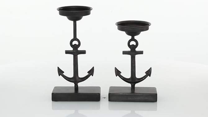 Set of 2 Metal Candle Holders with Ship Anchor Design - Olivia &#38; May, 2 of 5, play video