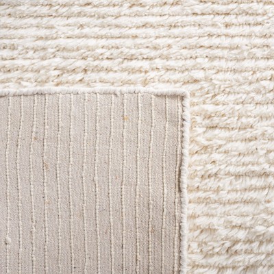 Ivory Square Hand-Tufted Shag Wool Area Rug 3' x 5'