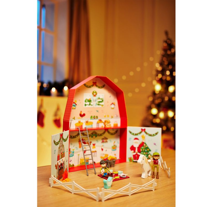 Hape E3410 25 Day Kids Wooden Pony Farm Advent Calendar with 24 Figures, and Decorated Barn Backdrop, 5 of 7