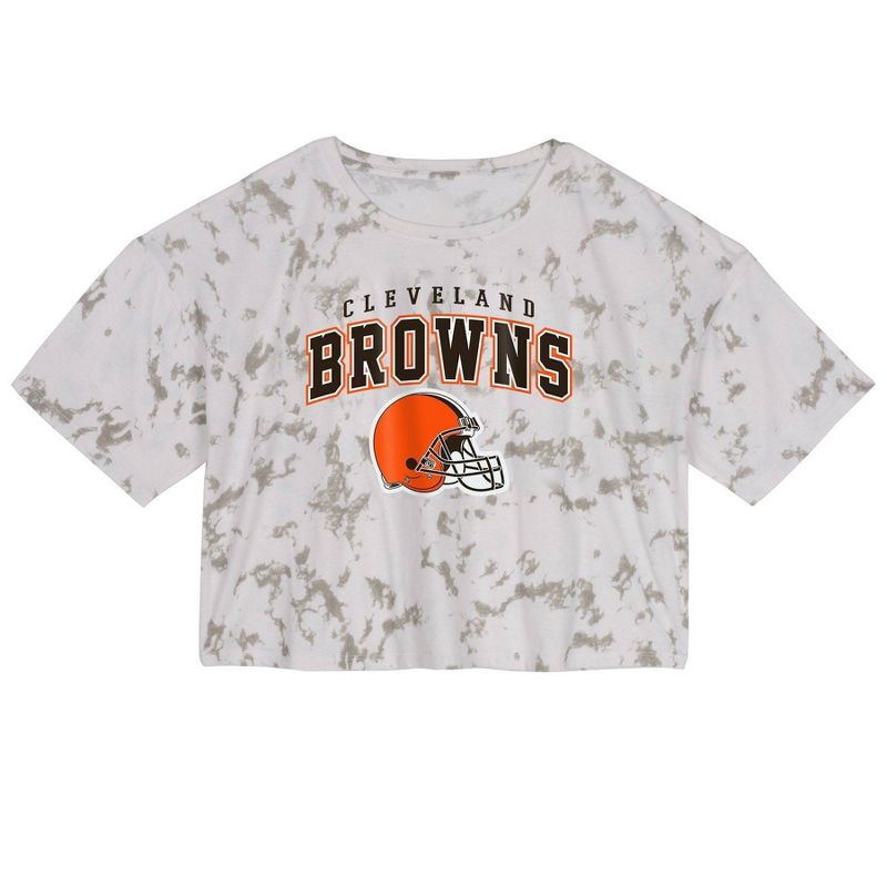 NFL Cleveland Browns Girls&#39; Short Sleeve Tie-Dye Fashion Crop T-Shirt, 2 of 4