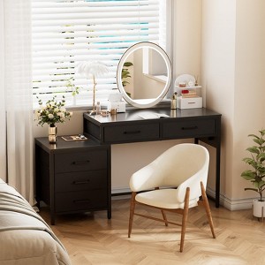 Aheaplus Computer Desk with 5 Drawers, Corner Home Office Desk with Filing Cabinet, Charging Station - 1 of 4