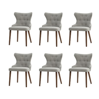 Lidia Mid-century Modern Wingback Dining Chair with Solid Wood Legs Set of 6|ARTFUL LIVING DESIGN