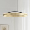 Possini Euro Design Eliza 19 3/4" Modern Pendant Ceiling Light Fixture Dining Room Over Table Kitchen Island Foyer Ring LED Matte Black Brass Finish - 2 of 4