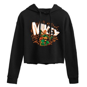Women's - Teenage Mutant Ninja Turtles Mutant Mayhem - Sketch Mikey Cropped Graphic Hoodie - 1 of 2