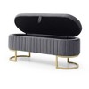 CAVINAS Oval Velvet Storage Ottoman Bench with Metal Golden Legs,Upholstered Storage Ottoman,Storage Bench for Living Room,Bedroom - 4 of 4