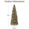GustoWave Prelit Pencil Snow Flocked Spruce Artificial Christmas Tree with Incandescent Warm White Lights & Foldable Stand,Green-White - 3 of 4