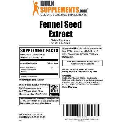 BulkSupplements Fennel Extract Powder
