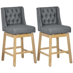 Vatros Counter Height Bar Stools Set of 2, 30" Seat Height Upholstered Barstools, Swivel Bar Stool, Gray Natural - 1 of 4