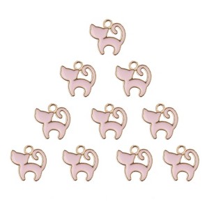 John Bead Sweet & Petite Small Simple Cute Charms Craft Embellishments Kitty Cat 13x13mm Pink 10 Pieces - 1 of 4