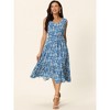 INSPIRE CHIC Women's Summer Boho Beach V Neck Sleeveless Floral Flowy Tiered Midi Dress with Pockets - image 3 of 4