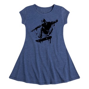 Girls' - Instant Message - Skateboarding Fit & Flair Cap Sleeve Graphic Dress - 1 of 4
