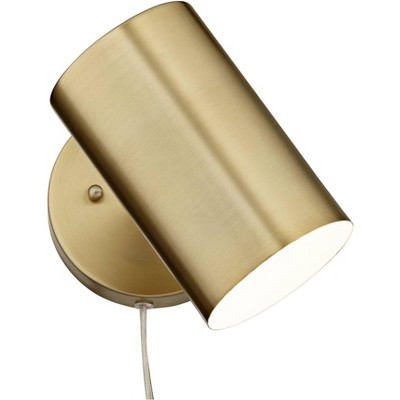 Elegant Carla Brushed Brass Adjustable Plug-In Wall Lamp