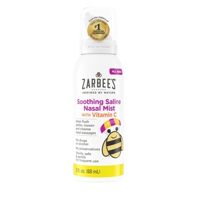Zarbee's Naturals Soothing Saline Nasal Mist with Vitamin C – 3 fl oz