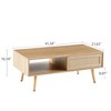 LIVAREEmlen PE Rattan Coffee table, Sliding Door for Storage, Solid Wood Legs, Modern Table for Living Room - 2 of 4