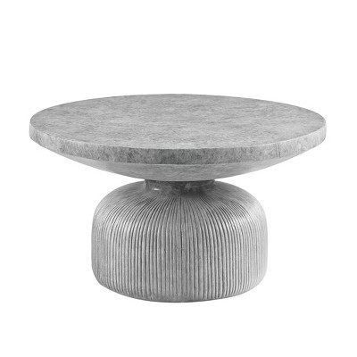 Vynxaria Natural-Style Coffee Table - Weathered Gray Finish, 40mm Thick Eco-Friendly Fiber Concrete Top, Minimalist Design for Modern/Rustic Interiors