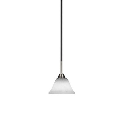 Toltec Lighting Paramount 1 - Light Pendant in  Matte Black/Brushed Nickel with 7" White Muslin Shade