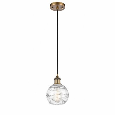 Athens Deco Swirl - 1 Light Cord Hung Mini Pendant In Industrial Style-8 Inches Tall and 6 Inches Wide
