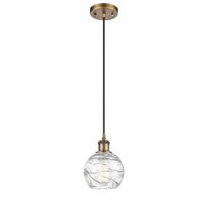 Athens Deco Swirl - 1 Light Cord Hung Mini Pendant In Industrial Style-8 Inches Tall and 6 Inches Wide - 1 of 1