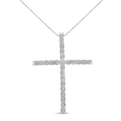 Haus of Brilliance Silver 1/2 Cttw Diamond Miracle-Set Cross Unisex Pendant Necklace