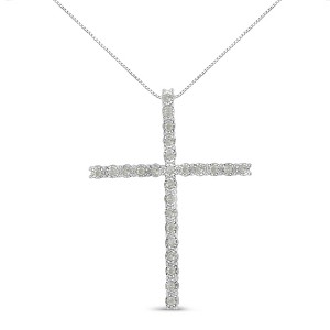 Haus of Brilliance Silver 1/2 Cttw Diamond Miracle-Set Cross Unisex Pendant Necklace - 1 of 4