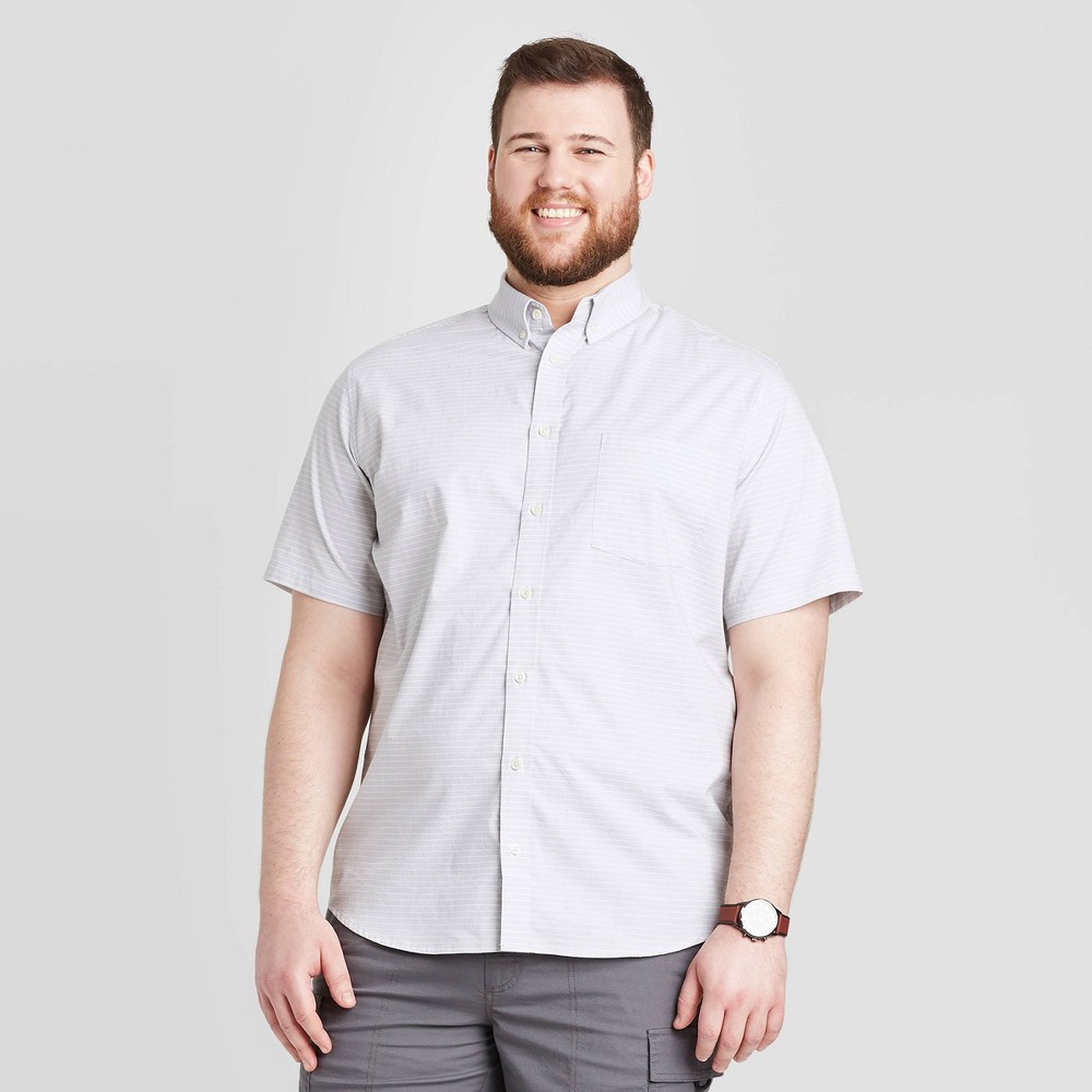 Men's Big & Tall Standard Fit Short Sleeve Button-Down Shirt - Goodfellow & Co Gray 5XBT was $19.99 now $12.0 (40.0% off)