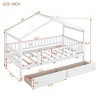 CAVINAS Twin Size Bed Frame, Wooden House Bed with 2 Drawers, House-Shaped Floor Bed for Kids, Teens, Girls, Boys, Floor Platform Bed - 2 of 4